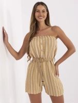 Camelowo-biały krótki kombinezon na lato RUE PARIS