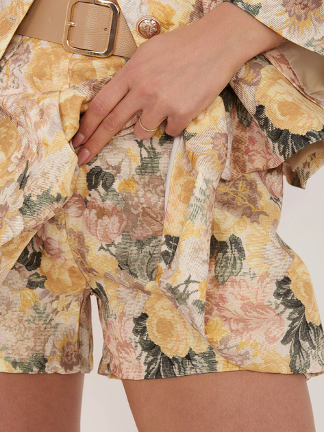Żółte damskie spódnico-szorty od garnituru