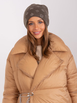 Hurtownia Ciemnokhaki czapka zimowa z domieszką kaszmiru