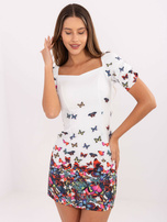 Biała mini sukienka z printem 