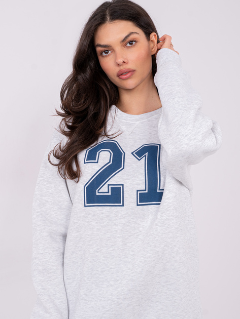 Jasnoszara długa bluza bez kaptura