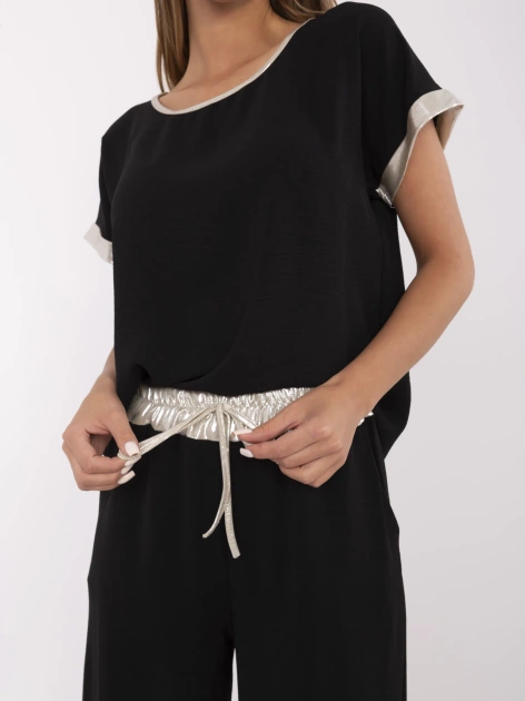 Czarny letni komplet z bluzką oversize