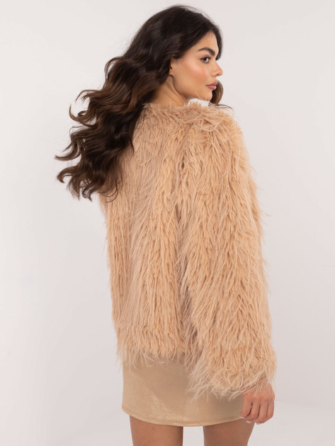 Hurtownia Camelowa futrzana kurtka z kieszeniami