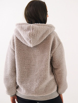 Jasnoszara damska bluza baranek z kieszeniami