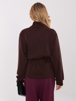 Czekoladowa rozpinana bluza z wiązaniem w talii