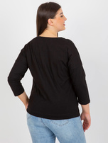 Hurt Czarna bluzka plus size z błyszczącym nadrukiem
