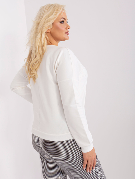 Hurtownia Ecru damska bluzka plus size z naszywką