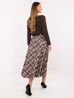 Brązowa midi spódnica z paskiem RUE PARIS 