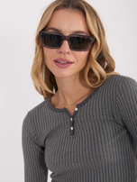 Szara damska bluzka z guzikami przy dekolcie