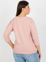 Hurtownia Brudnoróżowa bluzka plus size z nadrukiem