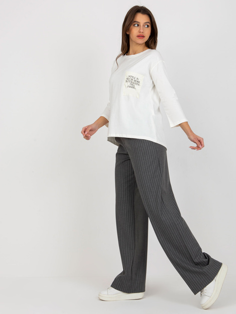 Hurt Ecru damska bluzka na co dzień z okrągłym dekoltem