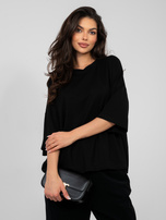 Czarna bluzka basic z miękkiego materiału RUE PARIS 