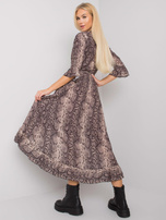 Czarno-beżowa sukienka z falbaną Marinette OCH BELLA