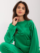 Hurtownia Zielony komplet welurowy z kokardami