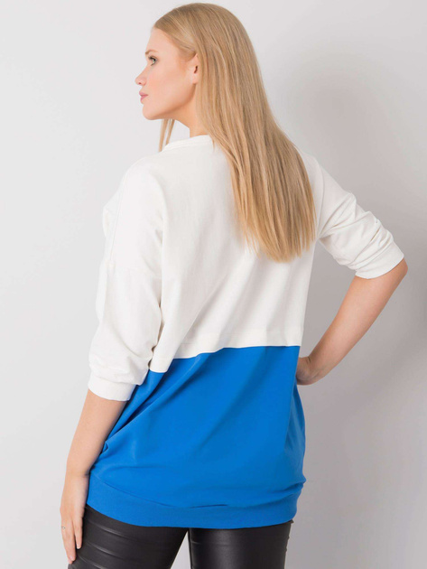 Ecru-ciemnoniebieska tunika plus size z bawełny Philomene