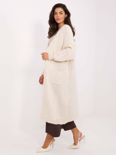 Jasnobeżowy długi kardigan bez zapięcia