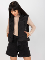 Hurt Czarna krótka kamizelka puchowa z pikowaniem 