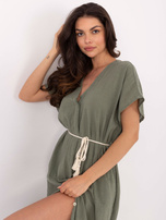 Khaki koszulowa sukienka na lato OCH BELLA 