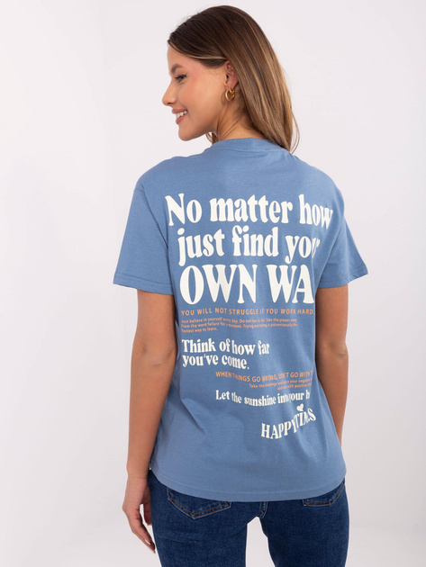 Hurt Brudnoniebieski t-shirt z nadrukiem na plecach SUBLEVEL