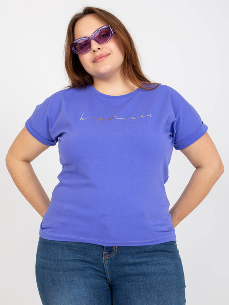 Fioletowy t-shirt plus size z napisem