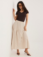 Beżowa midi spódnica z wiązaniami 
