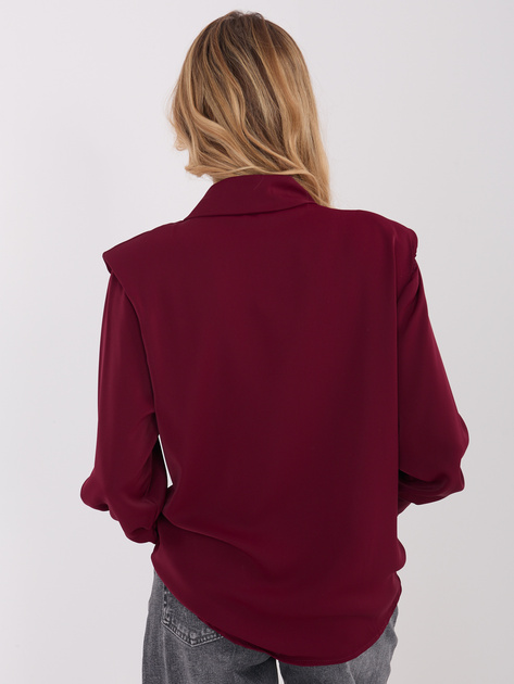 Bordowa damska koszula z poduszkami na ramionach