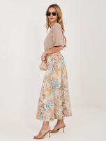 Beżowa rozkloszowana spódnica w kwiaty 