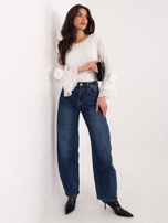 Ecru koronkowa bluzka z rozkloszowanymi rękawami 