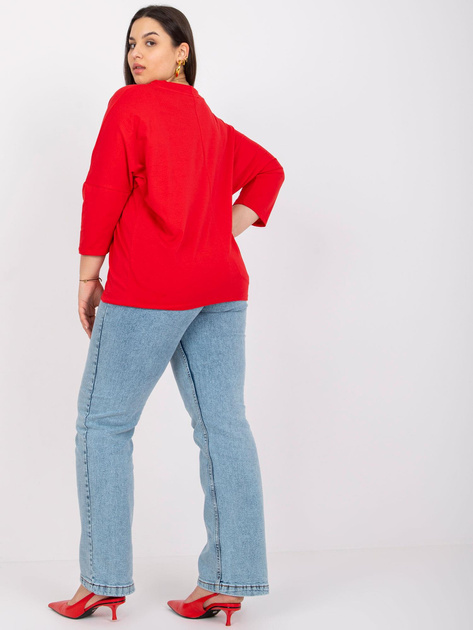Czerwona bluzka plus size z dżetami Manon