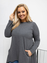 Ciemnoszara bluzka plus size z dłuższym tyłem 