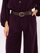 Ciemnofioletowe sztruksowe spodnie od kompletu