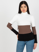 Hurt Ecru-black striped basic turtleneck blouse RUE PARIS.