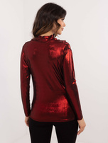 Hurtownia Ciemnoczerwona wizytowa bluzka z drapowaniem