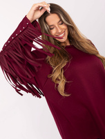 Bordowa damska bluza z frędzlami
