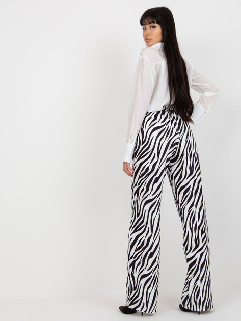 Hurt Czarno-białe szerokie spodnie z materiału w zebrę