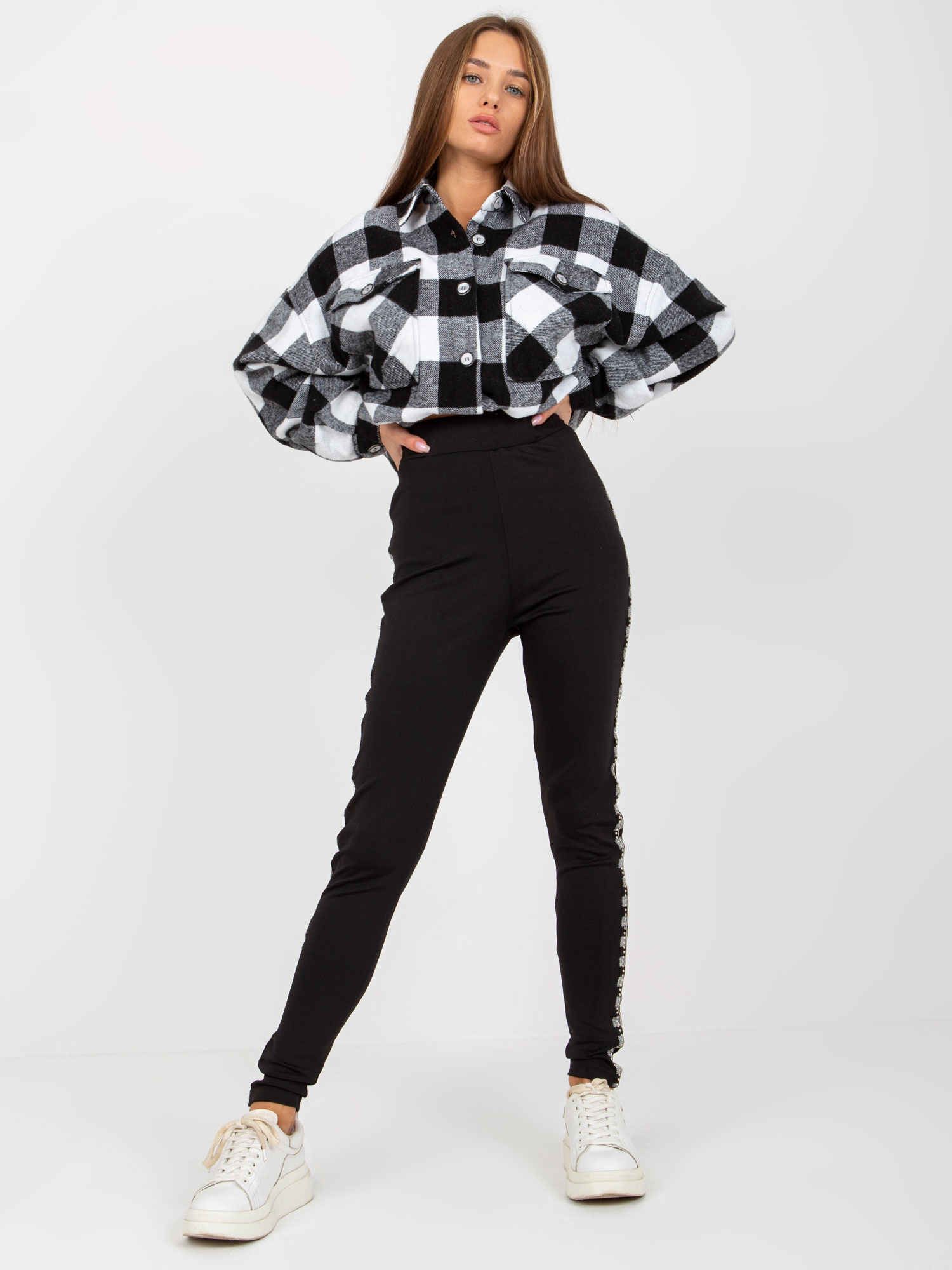 Czarne damskie legginsy na co dzień high waist