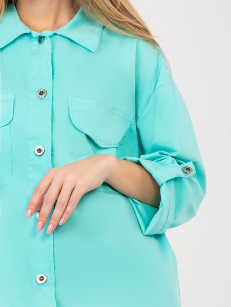 Turkusowa casualowa sukienka o kroju koszuli RUE PARIS