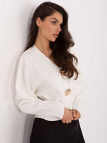 Ecru elegancki sweter z ozdobnymi guzikami  