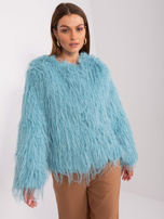 Hurtownia Miętowa futrzana kurtka z kieszeniami