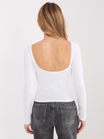 Ecru damska bluzka basic z dekoltem w łódkę 