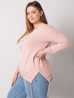Schmutzig rosa Plus-Size-Bluse mit Applikation Lila.
