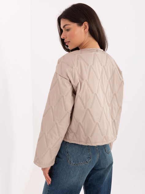 Beżowa damska kurtka z broszką RUE PARIS
