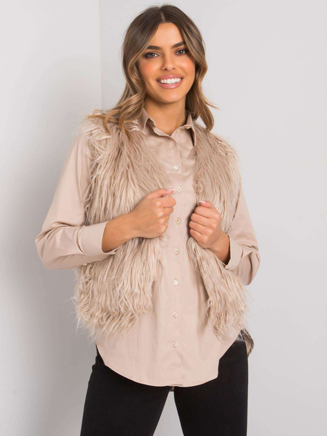 Beżowa damska kamizelka futrzana Moncalieri OCH BELLA