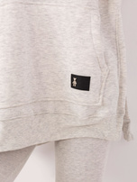 Hurt light gray melange set with a kangaroo hoodie.