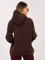 Czekoladowa ocieplana bluza kangurka z kapturem RUE PARIS 