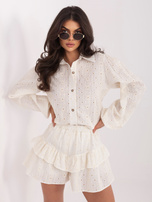 Ecru letni komplet z haftem