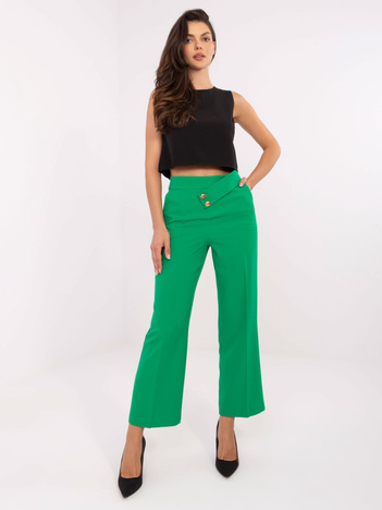 Zielone garniturowe spodnie z szeroką nogawką RUE PARIS