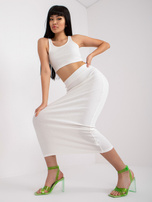 Ecru dwuczęściowy komplet basic w prążki RUE PARIS 