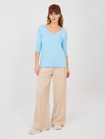 Pastelowa niebieska bluzka basic z bawełny RUE PARIS 