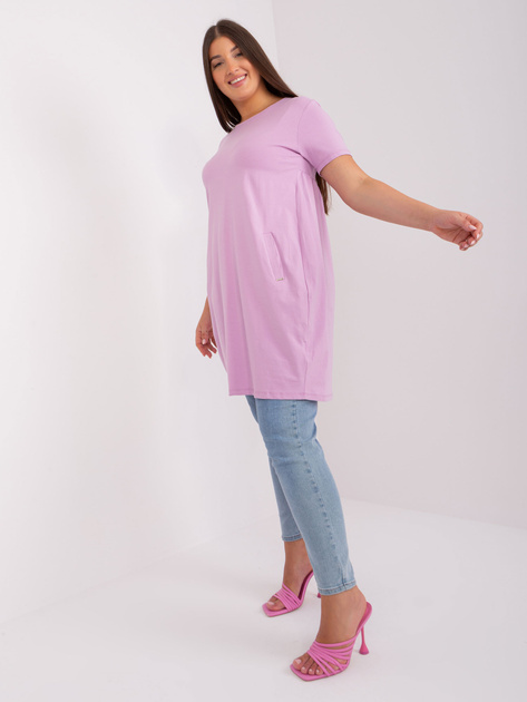 Hurtownia Jasnofioletowa sukienka damska plus size basic z bawełny
